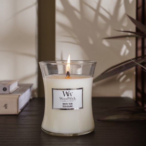 Woodwick White Teak Scented Candle