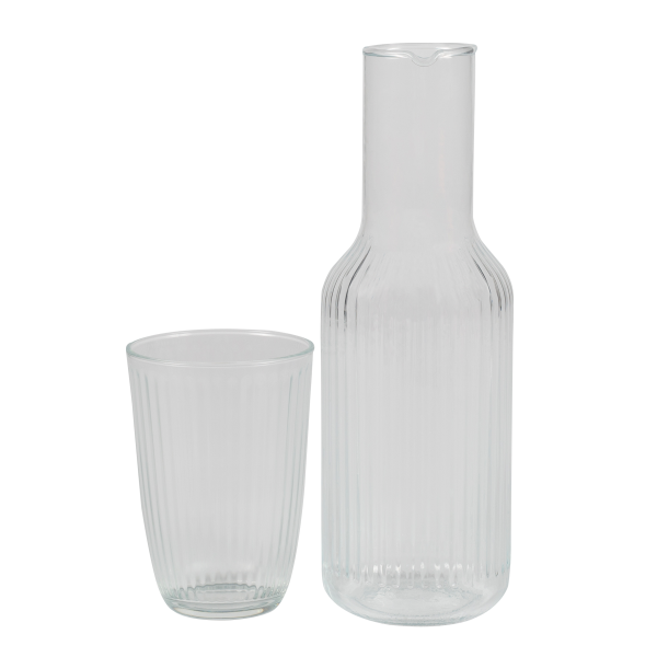 Ribbed Carafe Set Clear