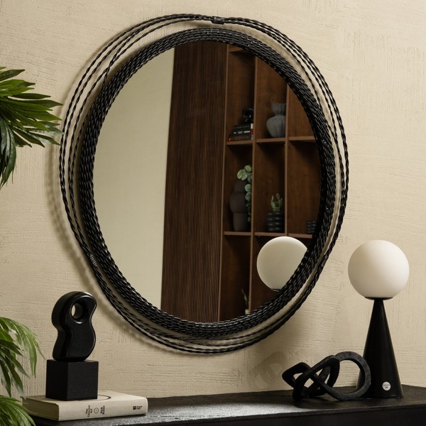Swirl Mirror Black 83x88 cm
