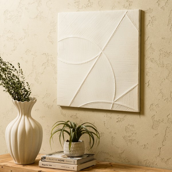 Textured 3D Wall Art White 60x60 cm