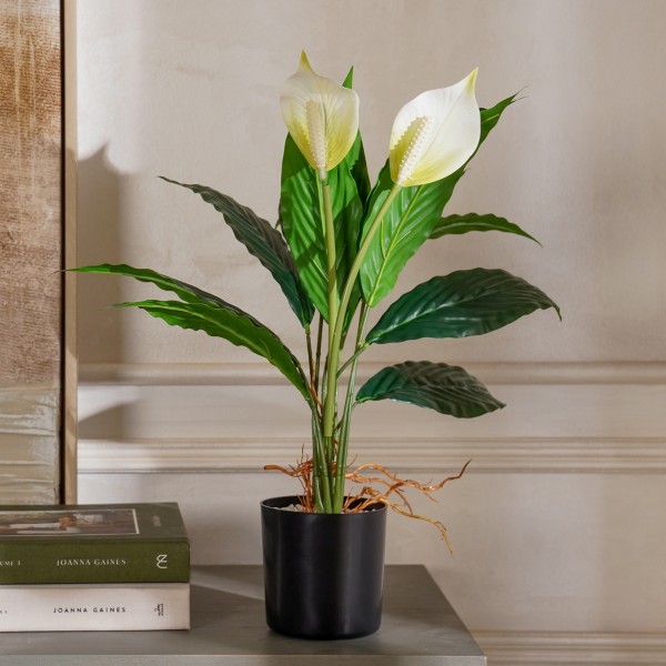 Artificial Peace Lily Potted Plant Green Height 47 cm