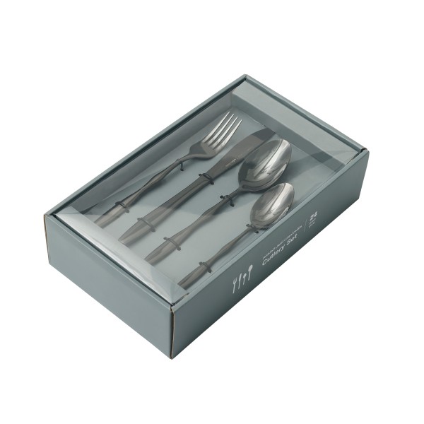 Ripple Stainless Steel Cutlery Set 24Pcs Black