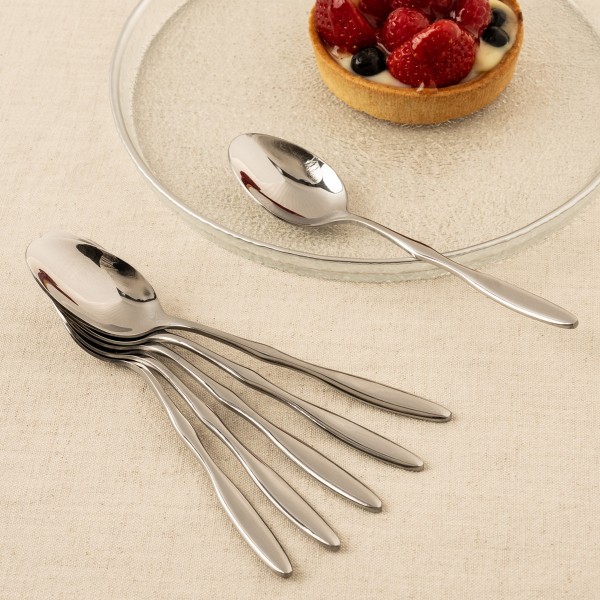 Ripple Stainless Steel Dessert Spoon Set 6Pcs Silver