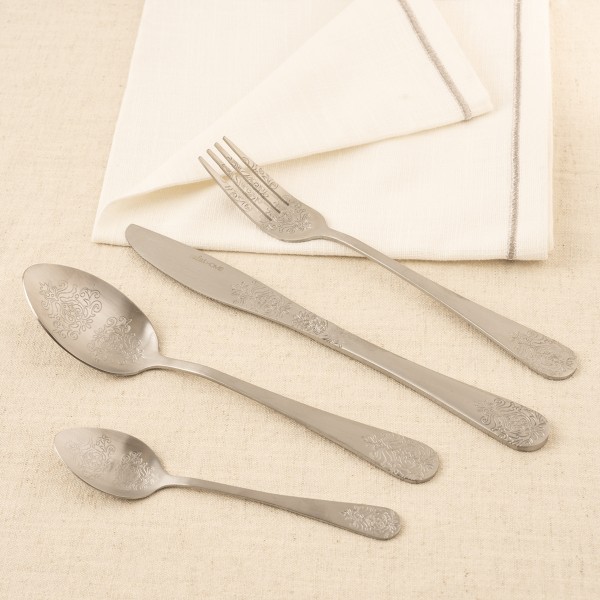 Damask Stainless Steel Cutlery Set 24Pcs Silver