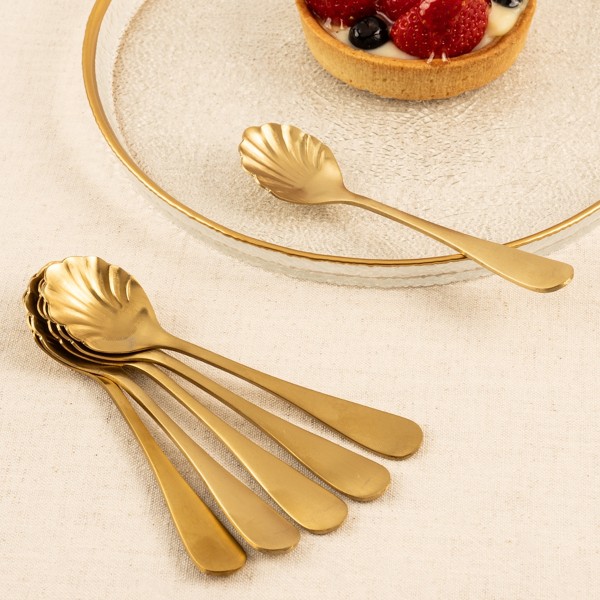 Nessy Stainless Steel Ice Cream Spoon Set 6Pcs Gold