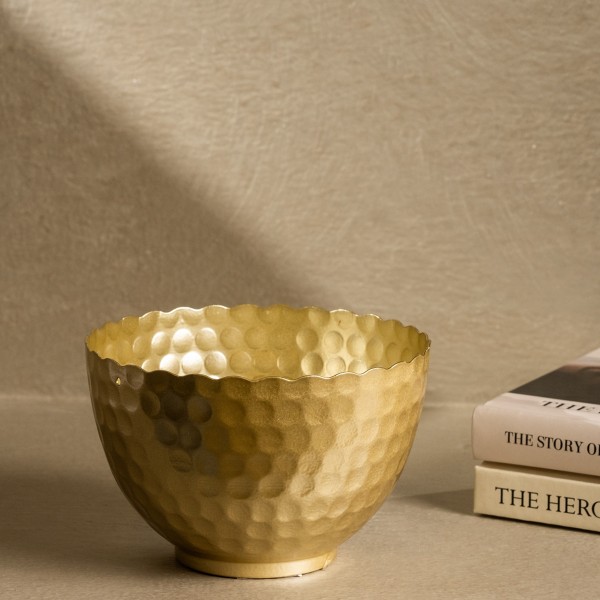 Hammered Deco Bowl Gold 11X11X7 cm