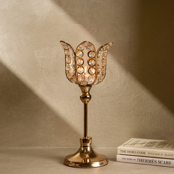 Lotus Candle Holder Gold 16X16X30.5 cm