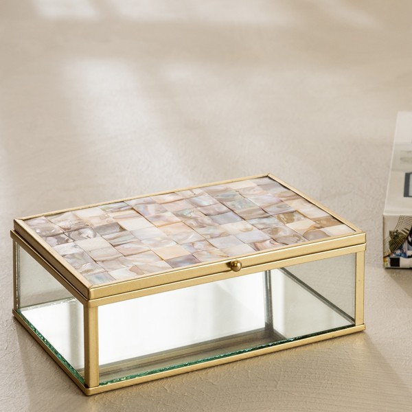Pearl Deco Box Beige 15X10X5 cm