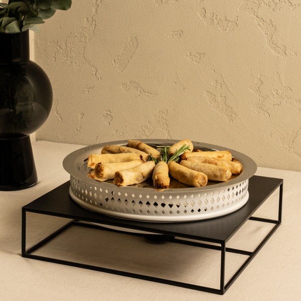 Dana Serving Plate Stainless Steel White 33X33X20 cm