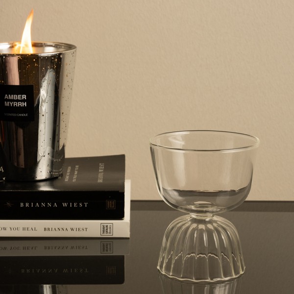 Ribbed Glass Goblet Clear 7.5X7.5X17.5 cm
