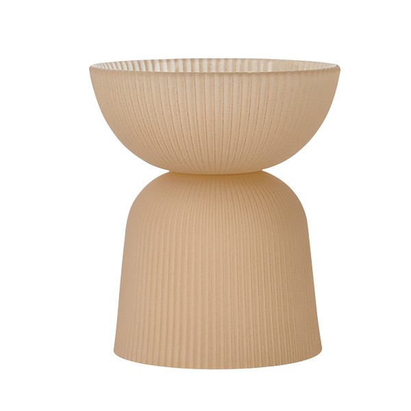 Cone Ribbed Candle Holder Beige 8.5X8.5X13.1 cm