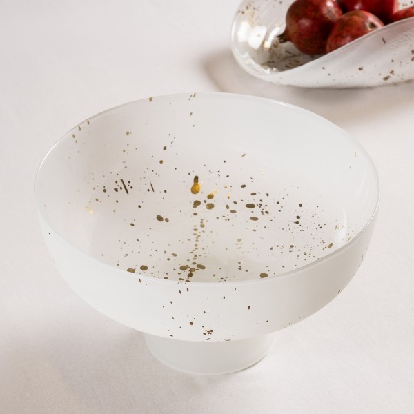 Classic Footed Bowl White/Splash Gold 27X15 cm
