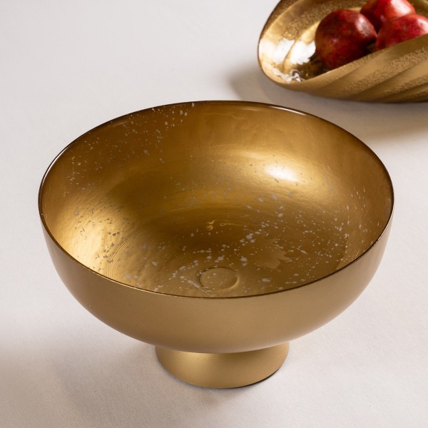 Classic Footed Bowl Gold/Splash White 27X15 cm