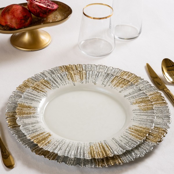 Aura Dinner Plate Gold/Silver 28X1.5 cm