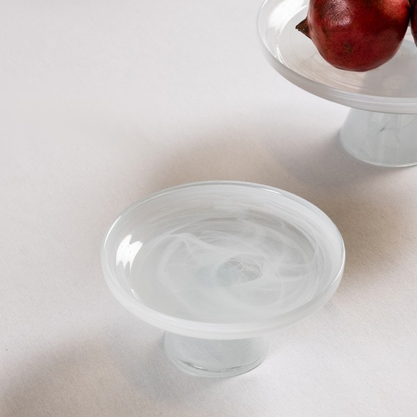 Alabaster Footed Plate White 15X7 cm