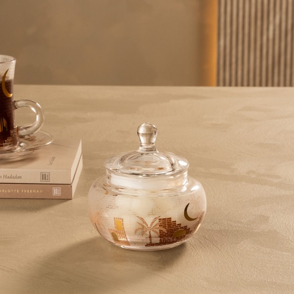 Jibla Glass Sugar Pot Beige 10.2X9.2 cm