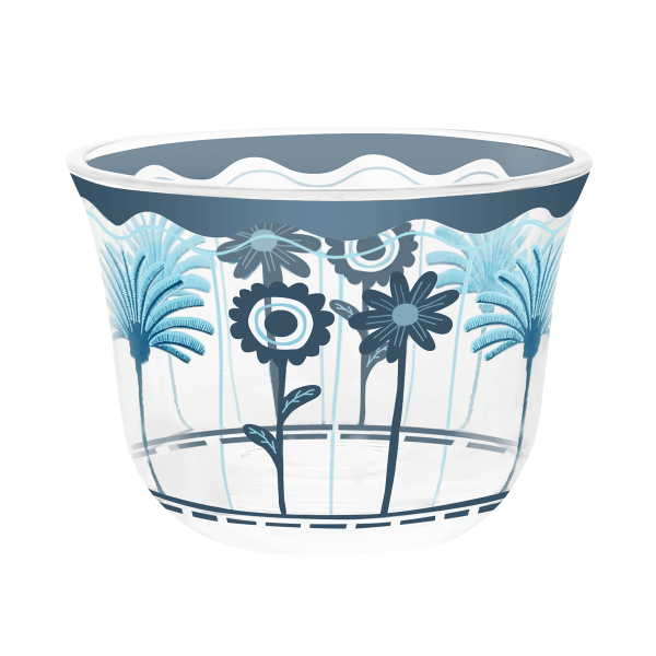 Palm Glass Gahwa Cup Set 6Pcs Blue