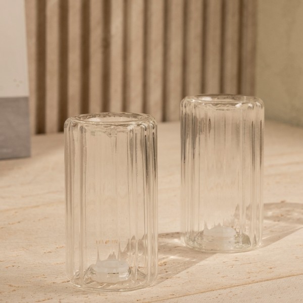 Ribbed Shaker Clear D:4.5 H:8 cm