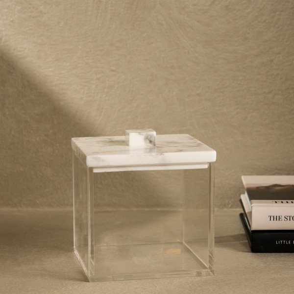 Marble Canister White 9X9X10 cm