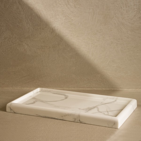 Marble Deco Tray White 25X14X2 cm