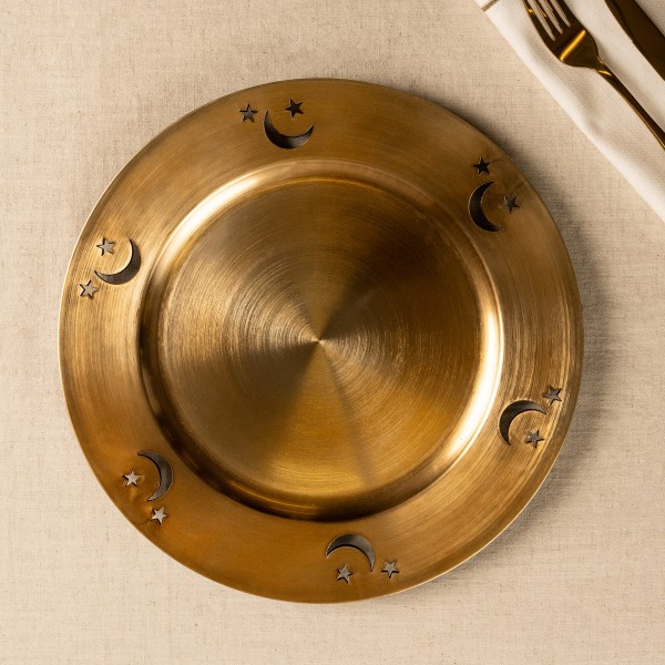Barakah Wood Charger Plate Gold 33X1.5 cm