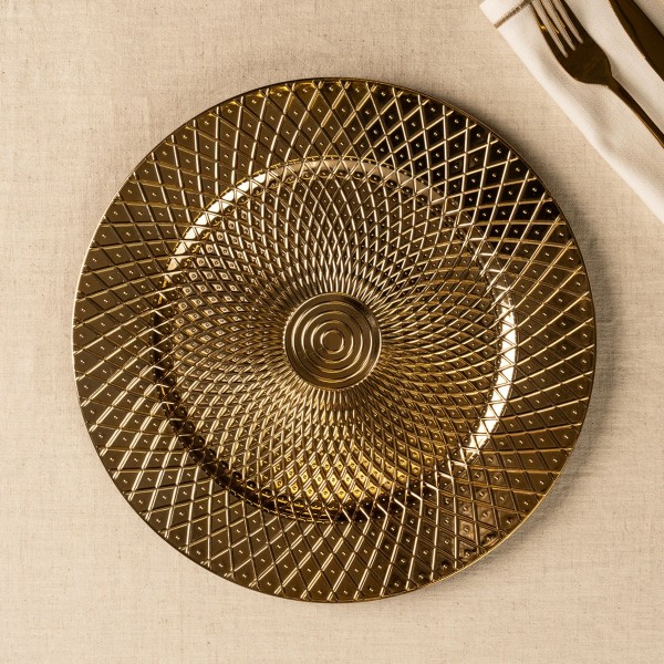Weave Wood Charger Plate Gold 33X1.5 cm