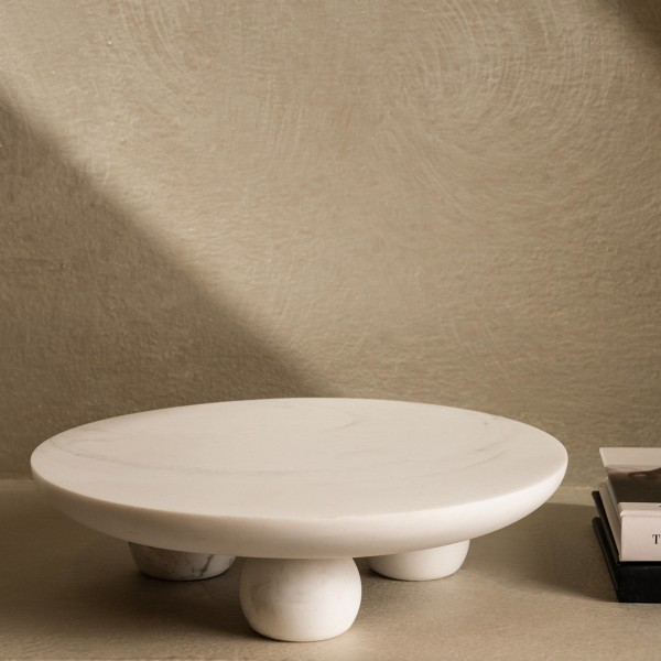 Marble Deco Tray White D:22 H:6.5 cm