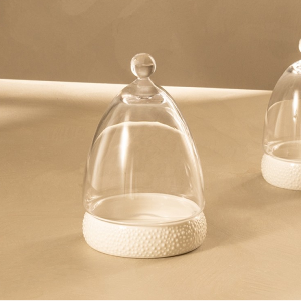 Cone Dome Glass White D:11.5 H:17 cm