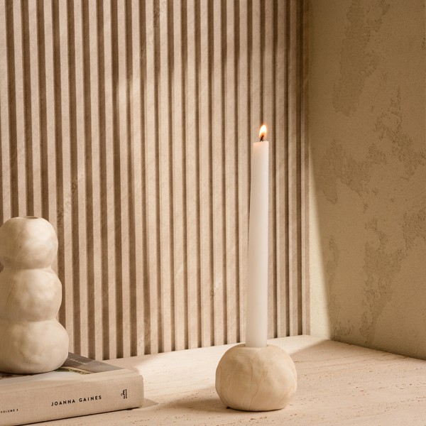 Marble Ceramic Candle Holder Beige 7.6X6 cm