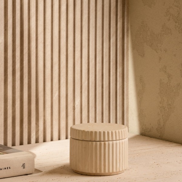 Marble Ceramic Canister Beige 10.3X7.8 cm