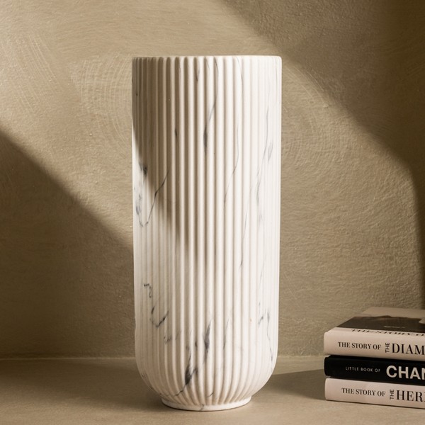Marble Ceramic Vase Grey 12X29 cm