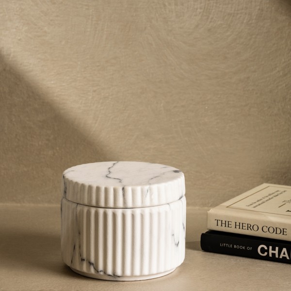 Marble Ceramic Canister Grey 10.3X7.8 cm