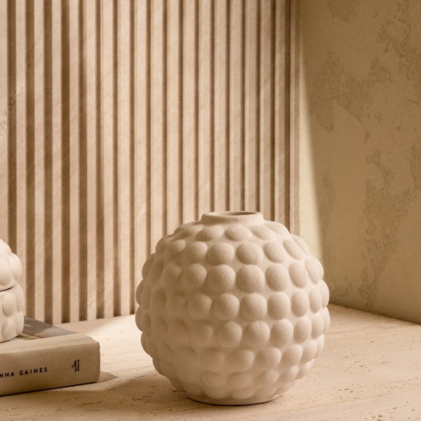 Roma Ceramic Vase Matte White 15X14.5 cm