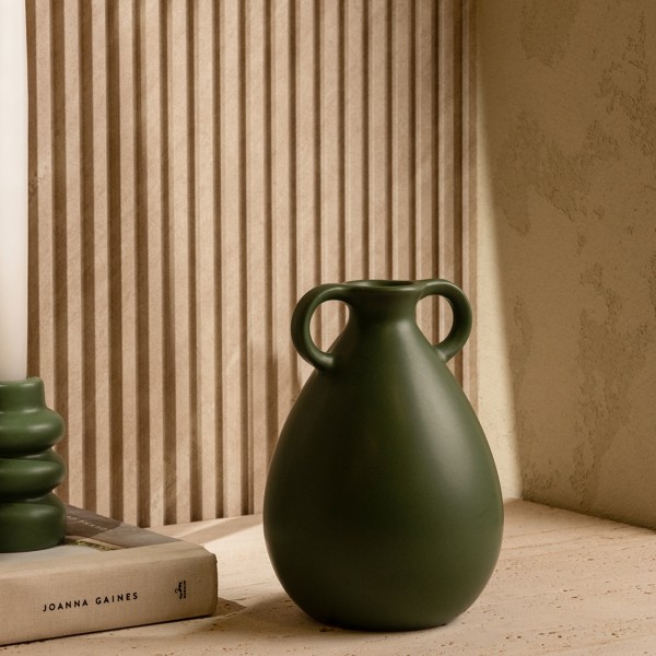 Elle Ceramic Vase Matte Green 13X18.5 cm