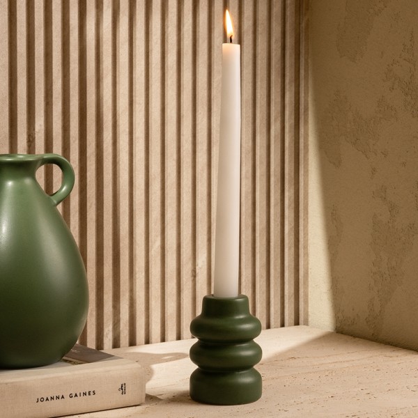 Elle Ceramic Candle Holder Matte Green 6.2X9 cm