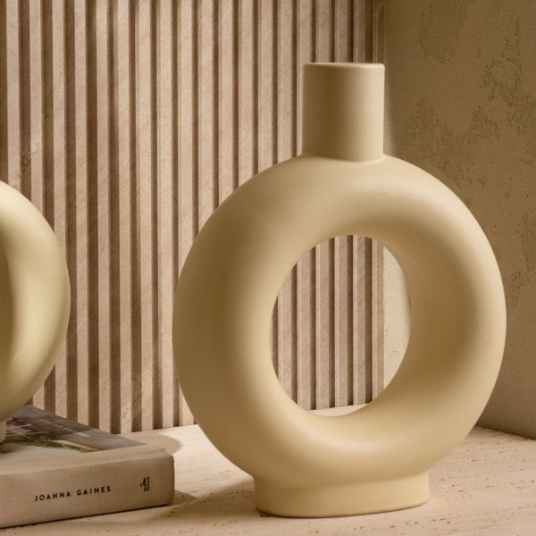 Viki Ceramic Vase Matte Beige 24X8X29.5 cm