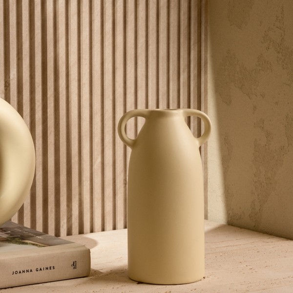 Roma Ceramic Vase Matte Beige 11.3X9X20 cm