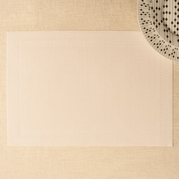 Double Line Placemat White Set of 6Pcs 45X30 cm