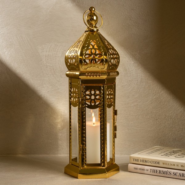 Ramadan Metal Lantern Gold 11X11X37 cm