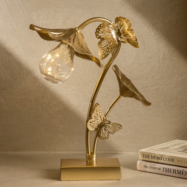 Flower Metal LED Light Gold 20X15X31 cm