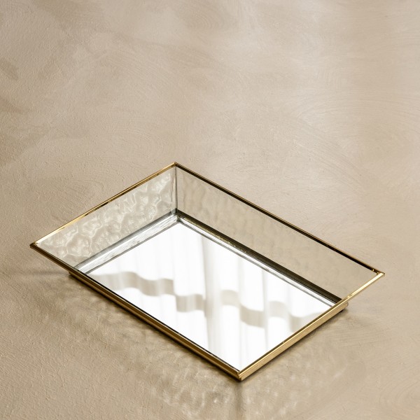 Hammered Mirror Deco Tray Gold 30X20X4.2 cm