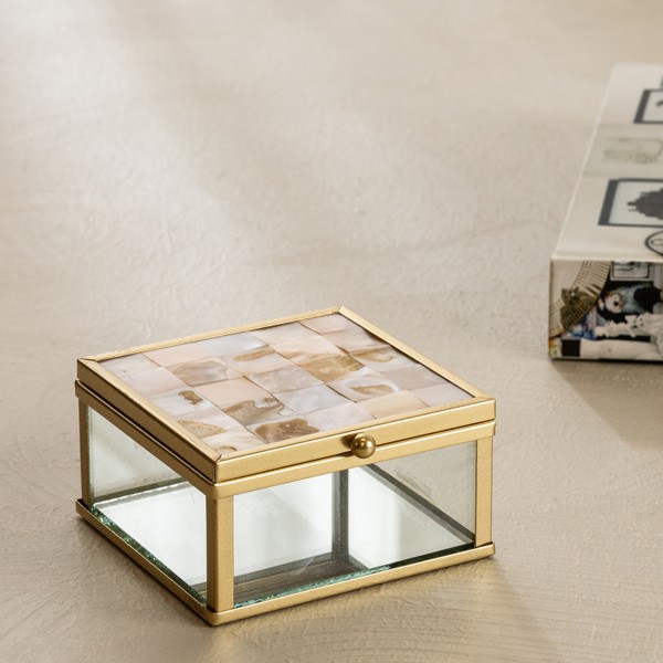 Pearl Deco Box Beige 8X8X5 cm