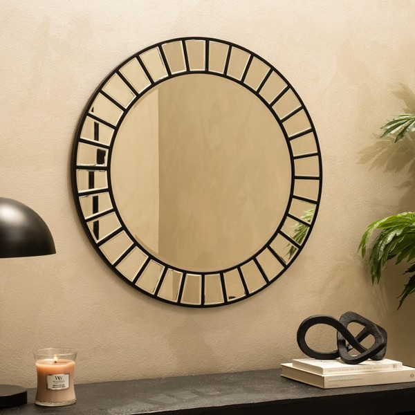 Clock Black Round Mirror 68X68X1.5 cm
