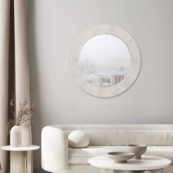 Pearl Round Mirror White 80X80X2.6 cm