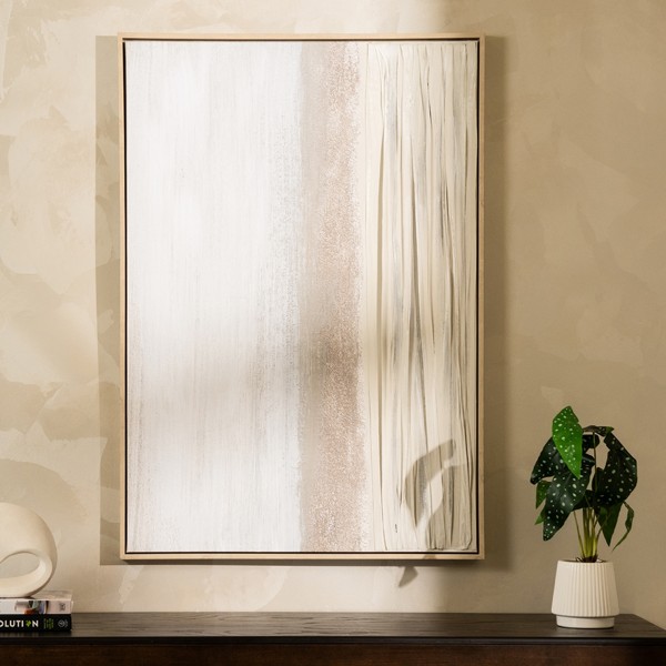 Dion Pleated Framed Art Beige 70X100 cm