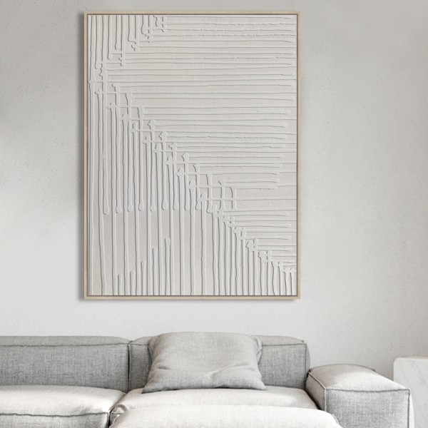 Linen Wall Art White 90X120 cm