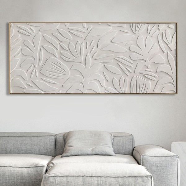 Leaf Wall Art White 60X140 cm