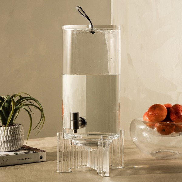 Ribbed Drinks Dispenser Clear 18x44 cm