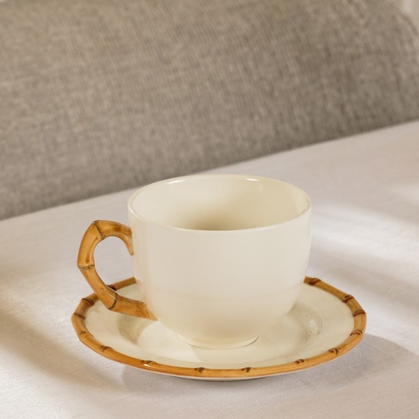 Bamboo Cup & Saucer Beige
