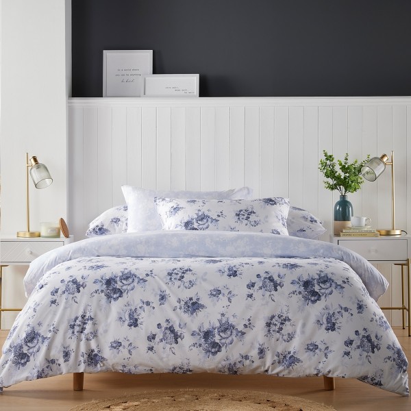 Vintage Rose 3 Pcs Comforter Set Blue 240X260 cm